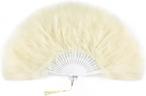 Miniatura 18 de BABEYOND Abanico de plumas de marabú estilo vintage de los años 20, abanico plegable de mano, para disfraz, baile, espectáculo, fiesta de té, Negro