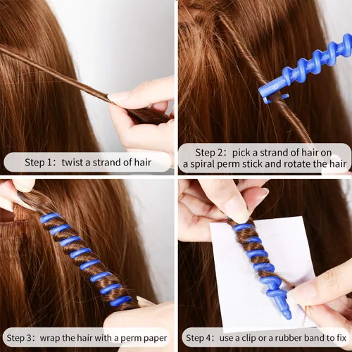 Miniatura 7 de WILLBOND - 40 piezas de varillas de permanente de cabello en espiral de plástico largas, herramientas de peinado de barbería para rizar el cabello