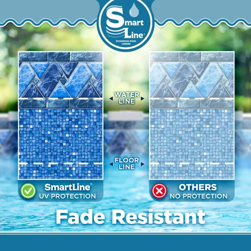 Miniatura 4 de Smartline - Revestimiento redondo de 24 pies para piscina, estilo Stone Harbor, Unibead, altura de pared de 52 pulgadas, vinilo de calibre 25
