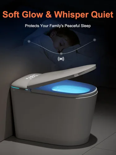 Miniatura 8 de Inodoro inteligente con bidé, tapa de apertura y cierre automático, asiento con calefacción, secadora, luz nocturna, pantalla LED, doble descarga