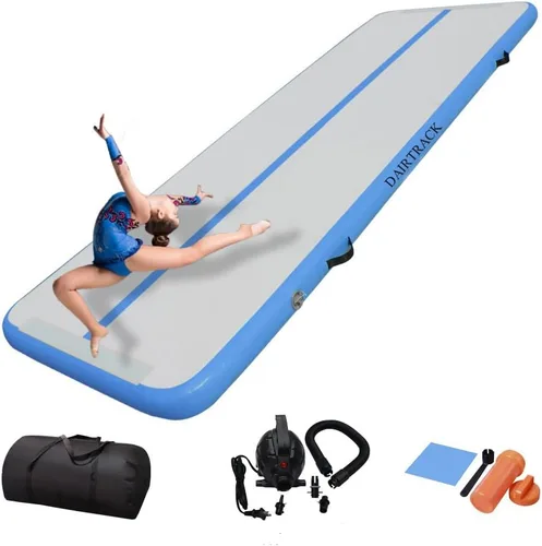 Miniatura 11 de DAIRTRACK Colchoneta inflable de gimnasia de 10/13/16/20 pies para uso doméstico/gimnasio/entrenamiento/animadora/yoga/agua