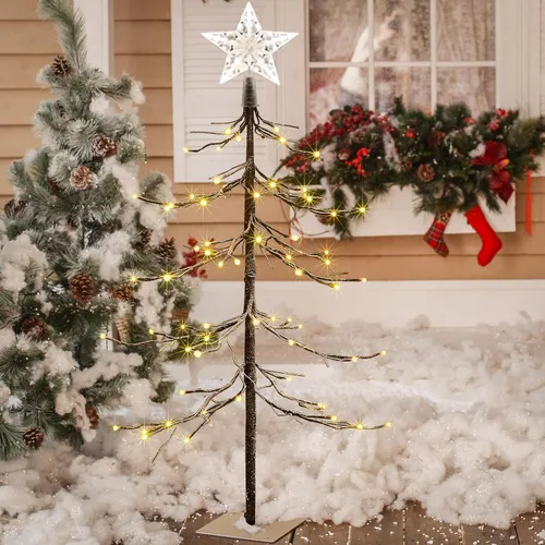 Árbol de nieve iluminado de 3 pies, árbol artificial con 72 LED para decoración interior y exterior del hogar, patio, Navidad, boda, festival, color