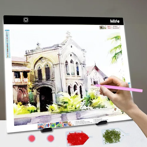Miniatura 4 de Mlife Almohadilla de luz LED A2 para pintura de diamantes, luz de seguimiento alimentada por USB con soporte y 4 clips de sujeción