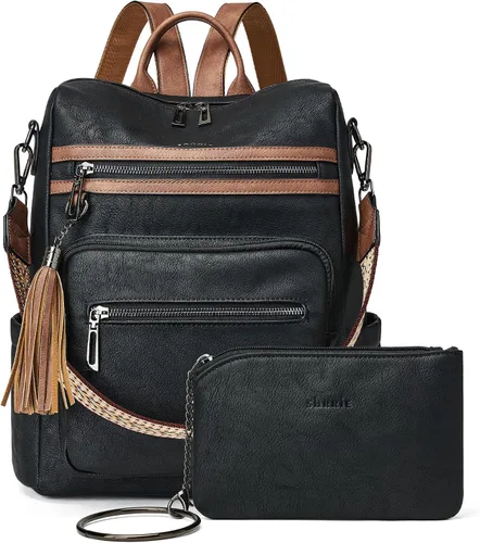 Miniatura 18 de Mochila de cuero Shrrie para mujer, bolso de diseñador de moda para mujer, mochila de viaje convertible, bolso de hombro con muñequera, Mochilas