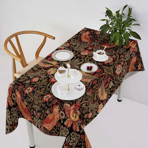 Miniatura 45 de Mantel de Mesa William Morris, Diseño Original William Morris Rústico de Granja Familiar con Estampado Étnico Mínimo para Decoración de Fiesta