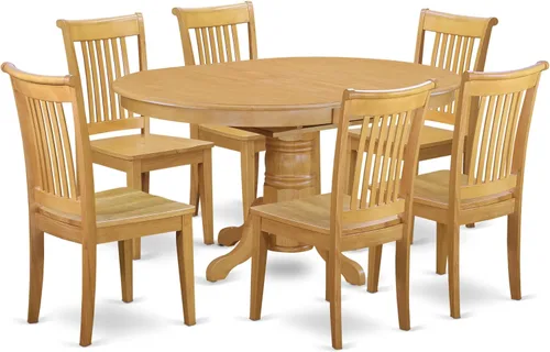 Miniatura 10 de East West Furniture AVPO5-OAK-C - Juego de mesa de cocina de 5 piezas para 4 personas, incluye una mesa de comedor ovalada con hoja de mariposa y 4