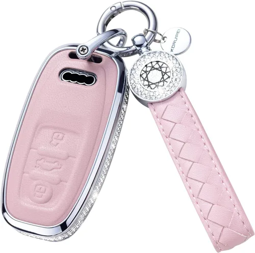 Miniatura 15 de Compatible con Funda para Llavero Audi con Llavero de Cuero Genuino Cristal Protección Completa Carcasa de Llave Compatible con Audi A4 Q7 Q5 TT A3