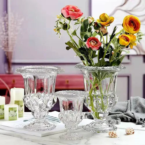 Miniatura 7 de Jarrón de cristal transparente para decoración de escritorio para el hogar, lámpara de viento, florero alto de cristal, para boda, arreglo floral