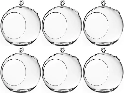 Miniatura 27 de WGV Globo de terrario colgante, ancho 5 pulgadas, altura 6 pulgadas, maceta de aire para suculentas, florero de vidrio transparente con parte