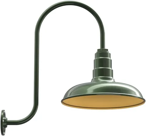 Miniatura 11 de Steel Lighting Co. Topanga - Luz de granero Montaje en pared al aire libre Domo de 14 pulgadas Cuello de cisne de 11 pulgadas Luz de garaje