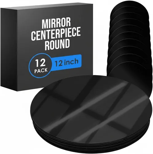 Miniatura 9 de Houseables Mirror Centerpieces for Tables, Round Mirrors for Centerpieces, Mirrored Trays, Round Table Plate Tray, Circle, Glass Charger, Wedding
