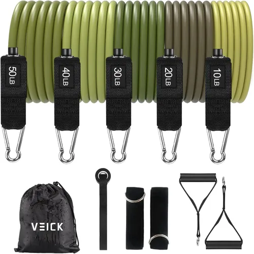 VEICK Bandas de resistencia, bandas de ejercicio, bandas de entrenamiento, bandas de resistencia para entrenar con asas para hombres y mujeres,
