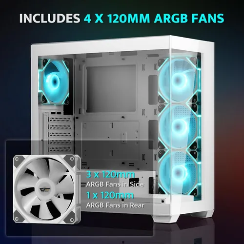 Miniatura 4 de darkFlash Chasis para PC ATX Torre Media, Caja de Computadora con 4 Ventiladores ARGB PWM Pre-Instalados, Caja para PC Gaming con Vista Completa