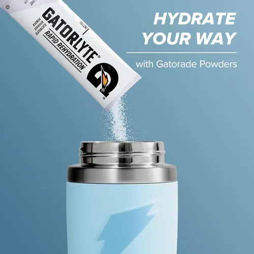 Miniatura 6 de Gatorade 'Overtime' - Botella de agua de acero inoxidable de 22 onzas, tapa con popote, color azul Azul claro