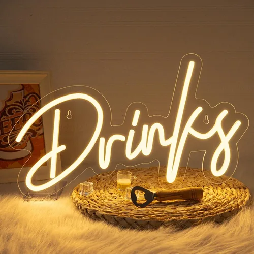 Miniatura 19 de Looklight Letreros de neón de disco para decoración de pared, letrero de luz LED rosa y azul, letrero de neón con letras iluminadas USB, letrero