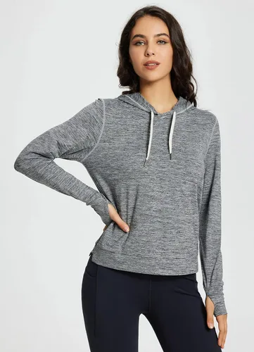 Miniatura 6 de BALEAF Sudaderas con capucha para correr para mujer, camisetas atléticas ligeras con agujeros para el pulgar