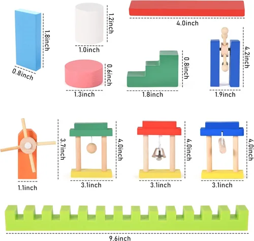 Miniatura 6 de Set de 1000 piezas Dominó de madera para niños, bloques de construcción, juegos de carrera con bolsa de almacenamiento Lewo