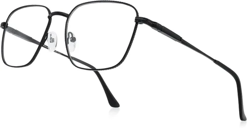 Gafas de lectura cuadradas clásicas para hombres y mujeres, bloqueo de luz, lectura de computadora, bisagra de resorte, marco de metal, patas de