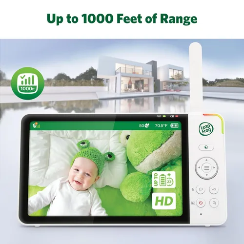 Miniatura 12 de LeapFrog LF920-2HD Monitor de bebé de video de 2 cámaras con pantalla HD de 7 pulgadas, pantalla dividida, visión nocturna a color de 1080p
