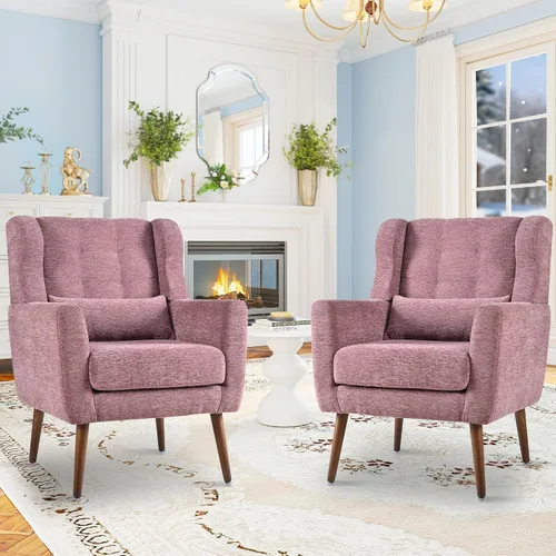 Miniatura 19 de cinkehome Sillas decorativas con brazos para sala de estar, sillón moderno tapizado en chenilla, cómoda silla de salón acolchada y suave