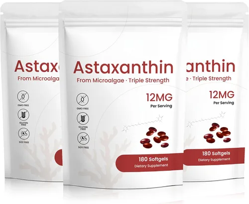 Miniatura 9 de Suplemento de astaxantina de 12 mg, 180 cápsulas blandas, suministro para 6 meses Antioxidante natural de microalgas frescas para la salud