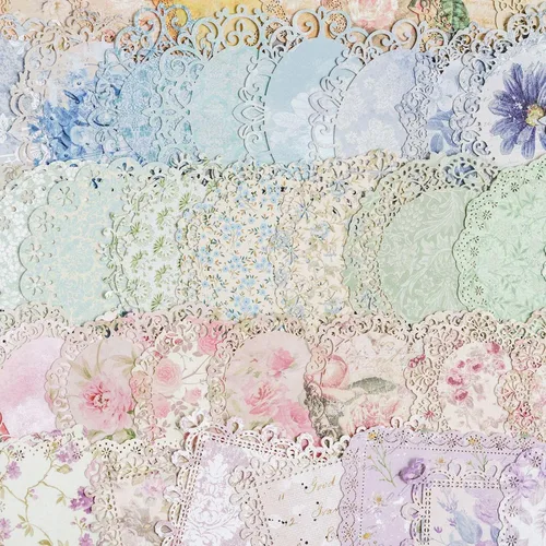 Maxleaf 60 piezas de papel de scrapbook de flores con bordes de encaje para escritura de cartas, papel decorativo vintage, suministros de