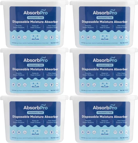 Miniatura 12 de Absorb Pro - Recipiente Absorbedor de Humedad con Carbón Activado - Paquete de 3 - Caja Eliminadora de Olores Desechable de 18 oz y Deshumidificador