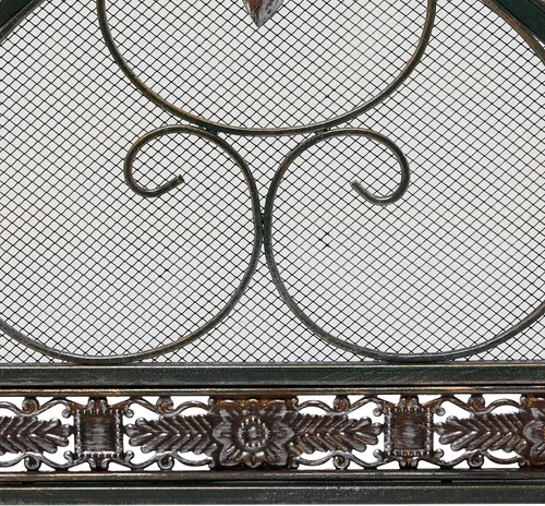 Miniatura 6 de Deco 79 Pantalla de metal para chimenea, plegable, arqueada, 3 paneles con detalles de flor de lis, 52 x 1 x 31 pulgadas, color negro