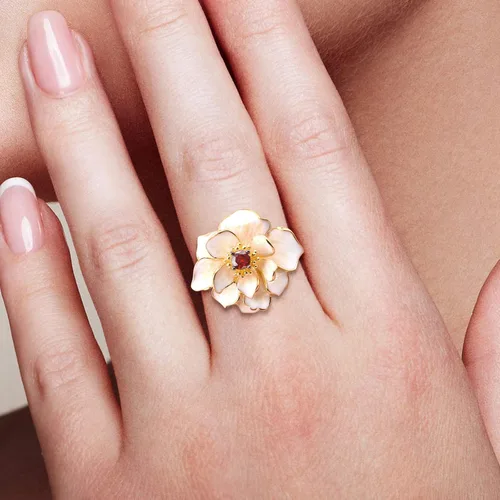 Miniatura 5 de Santuzza Anillo de plata de ley 925 con diseño de flores esmaltadas para mujer