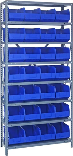 Miniatura 5 de Quantum QSBU-245BK Heavy Duty Shelving Unit with (7) Shelves and (24) QUS245 Black Bins for Garage Warehouse Storage Distribution 400 lb Load