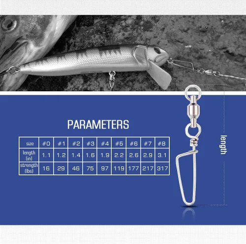 Miniatura 6 de AMYSPORTS Pesca de agua dulce Snap Giratorios de bolas de rodamiento de agua salada Rotación Broches Rotación Bola de agua dulce Giratorios Snap