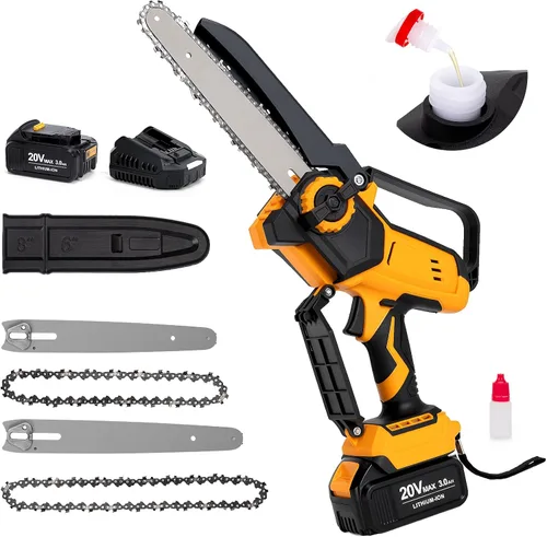 Mini motosierra inalámbrica para batería Dewalt 20V MAX, 8" y 6" 2-EN-1 motosierra eléctrica sin escobillas de 400W con baterías de 3000mAh y sierra
