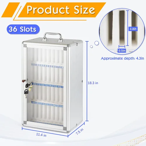 Miniatura 2 de Gabinete de almacenamiento para teléfonos celulares con 36 ranuras, de aleación de aluminio, para montaje en la pared con cerradura, se puede llevar