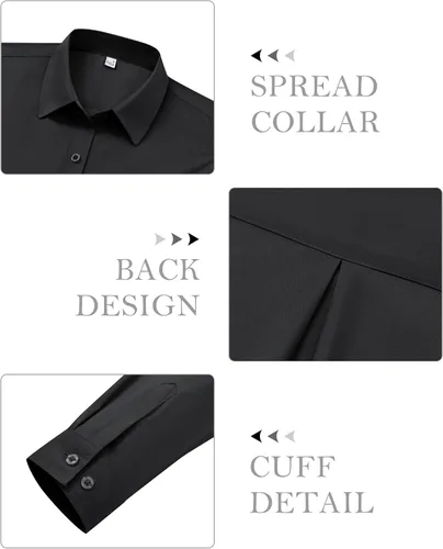 Miniatura 5 de siliteelon Camisas de vestir con botones para mujer, camisas de vestir de manga larga para mujer, camisas de trabajo de algodón de ajuste regular