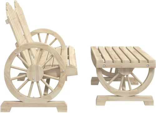 Miniatura 6 de Juego de 4 piezas de muebles de exterior de madera de abeto macizo para jardín, balcón, porche, espacios pequeños con cómodas sillas Adirondack