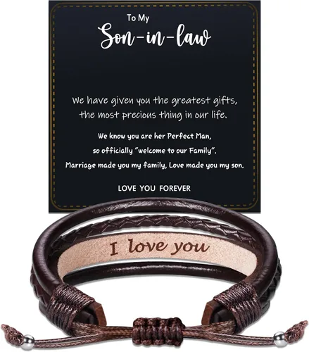 Miniatura 49 de Regalos del día del padre para papá, marido, pulsera de cuero para hombres, él, novio, hijo, ajustable, marrón, pulsera de cuero para hombre