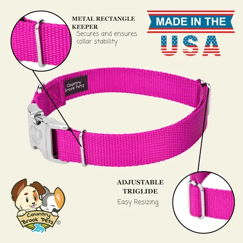 Miniatura 7 de Country Brook Petz – Collar de nailon premium con hebilla de metal para perro para razas pequeñas, medianas y grandes – Más de 10 colores geniales