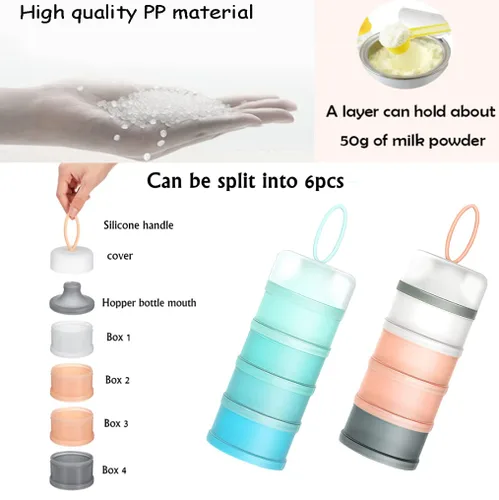 Miniatura 3 de Contenedor de almacenamiento de aperitivos de 4 piezas, sin derrames, portátil y apilable, contenedor de viaje para proteínas en polvo, fórmula