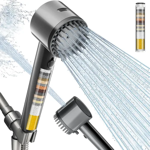 Miniatura 11 de Cobbe Ion Drops - Cabezal de ducha filtrado con mano, cabezal de ducha 4+1 modo de pulverización con filtros, lavado eléctrico integrado para agua