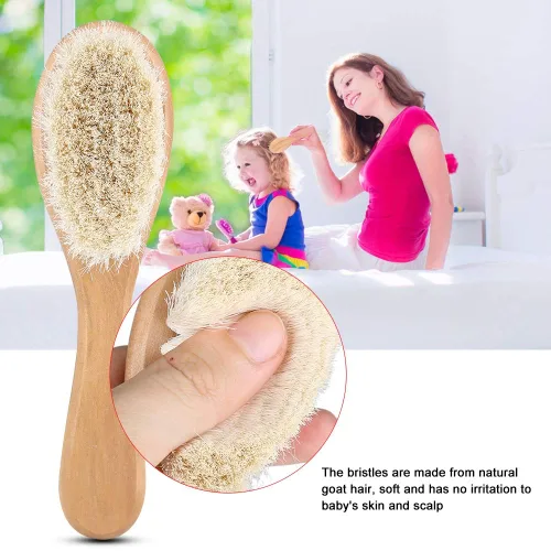 Miniatura 4 de Cepillo de pelo de bebé, peine de madera suave para el masaje de la cabeza del recién nacido y el aseo
