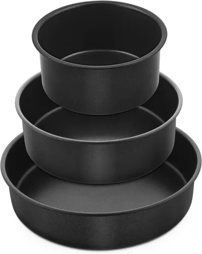 E-far Molde para pasteles de 3 piezas (4/6/8 pulgadas), moldes redondos de acero inoxidable antiadherentes para hornear, moldes de metal para