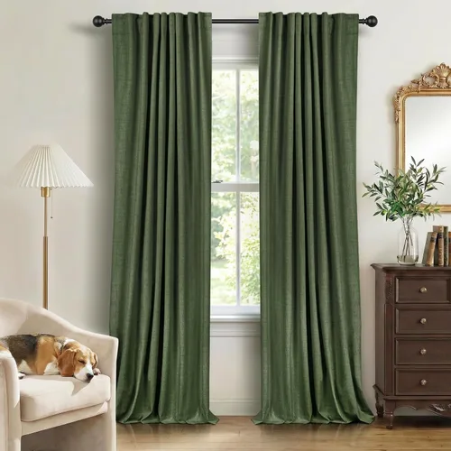 Miniatura 15 de 100% Blackout Shield - 2 cortinas opacas de lino, con presillas traseras/bolsillo para cortinero y aislamiento térmico, para el hogar, 50 pulgadas