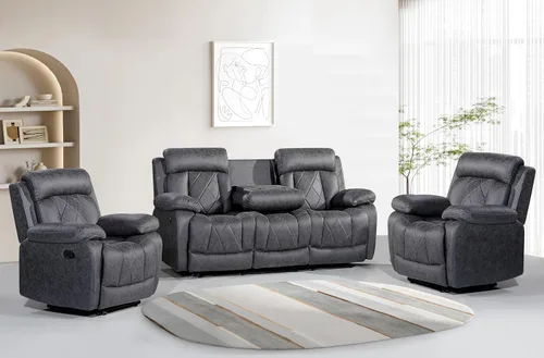 Miniatura 14 de Betsy Furniture Silla reclinable eléctrica de microfibra suave, luz LED, tipo C y cargador USB, reclinable gris humo 9052 (potencia, silla)