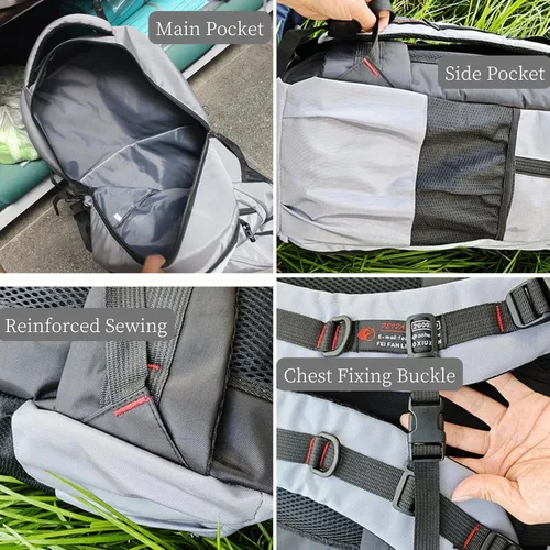 Miniatura 5 de Mochila de viaje grande de 80L para hombres y mujeres, mochila de senderismo ligera resistente al agua con compartimento para zapatos, Negro