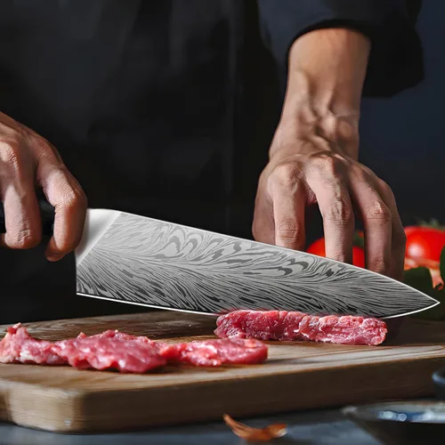 Miniatura 6 de SHAN ZU Cuchillo de chef en acero en polvo, cuchillo de cocina japonés de 8 pulgadas, cuchillos de chef ultra afilados, cuchillos japoneses de alto