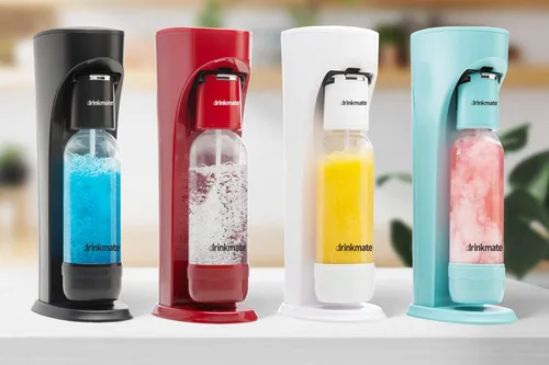 Miniatura 5 de Máquina para hacer agua con gas DrinkMate, con cilindro de 3 oz, Rojo Royal Red