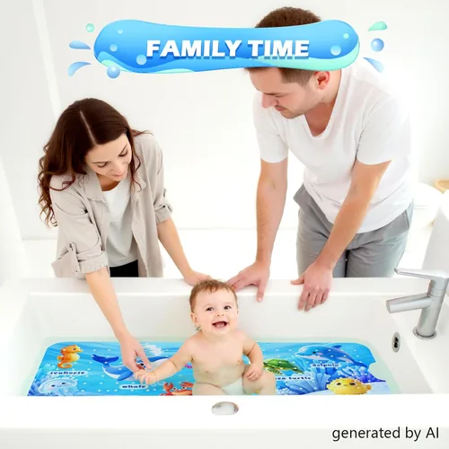 Miniatura 7 de Tapete de baño antideslizante para niños, tapete de baño antideslizante para niños de 40 x 16 pulgadas de largo para bañera con ventosas seguras
