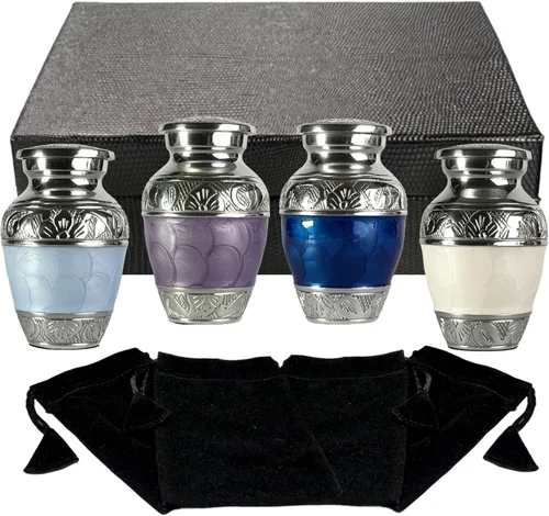 Urnas pequeñas para recuerdo de cenizas humanas - Mini urnas para cenizas - Urnas de recuerdo hechas a mano - Juego de 4 colores mezclados -
