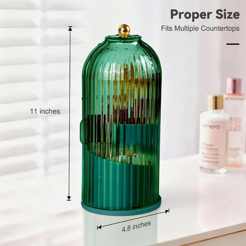 Miniatura 7 de Hvygss Soporte giratorio de 360° para brochas de maquillaje con tapa, organizador de maquillaje impermeable de tres compartimentos, organizador