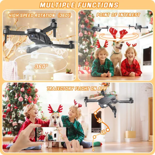 Miniatura 7 de Dron plegable con cámara para niños principiantes – Juguetes de helicóptero de control remoto, regalos para niños y niñas, 1080P HD FPV RC Drones